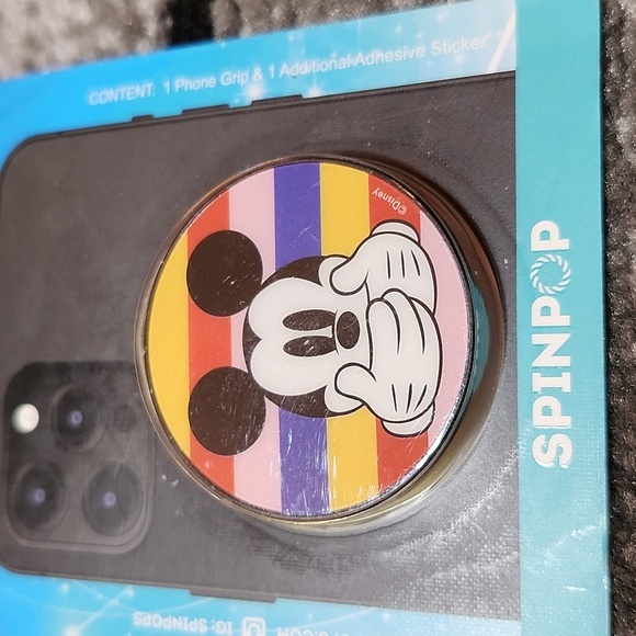 DISNEY SPINPOP PHONE GRIP MICKEY MOUSE STRIPES KICKSTAND - Picture 2 of 9